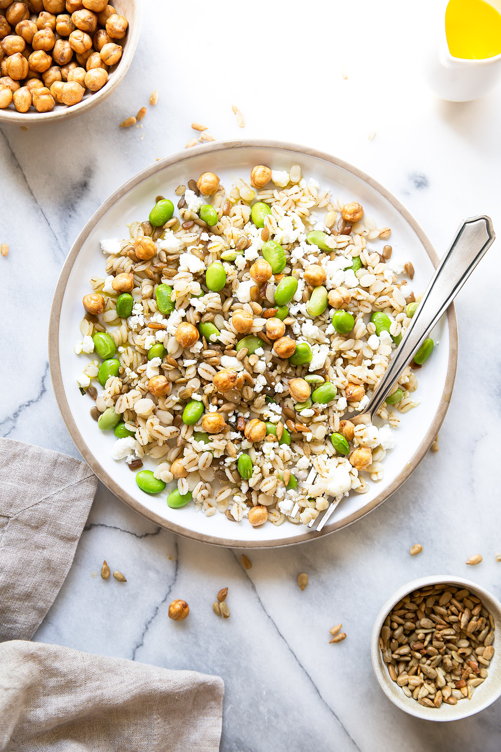 Barley Salad with Roasted Chickpeas and Feta - Food & Flair