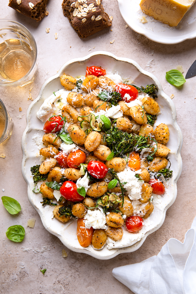 Pan-fried Gnocchi With Lemon Pesto, Broccolini And Tomatoes - Food & Flair